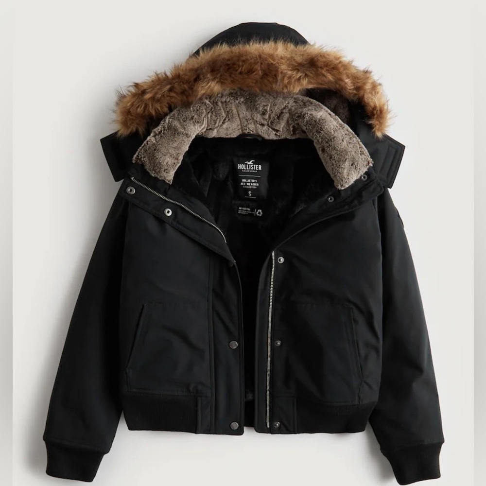 Hollister Faux Fur Lined Bomber Jacket